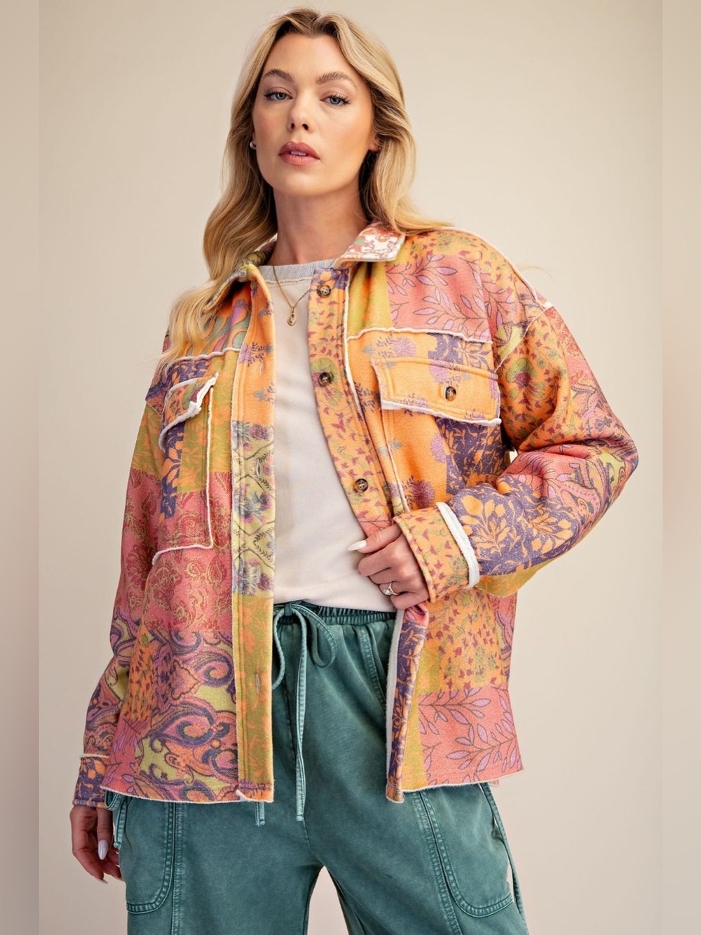 Sunsets in Autumn Fave shacket By Easel Los Angeles